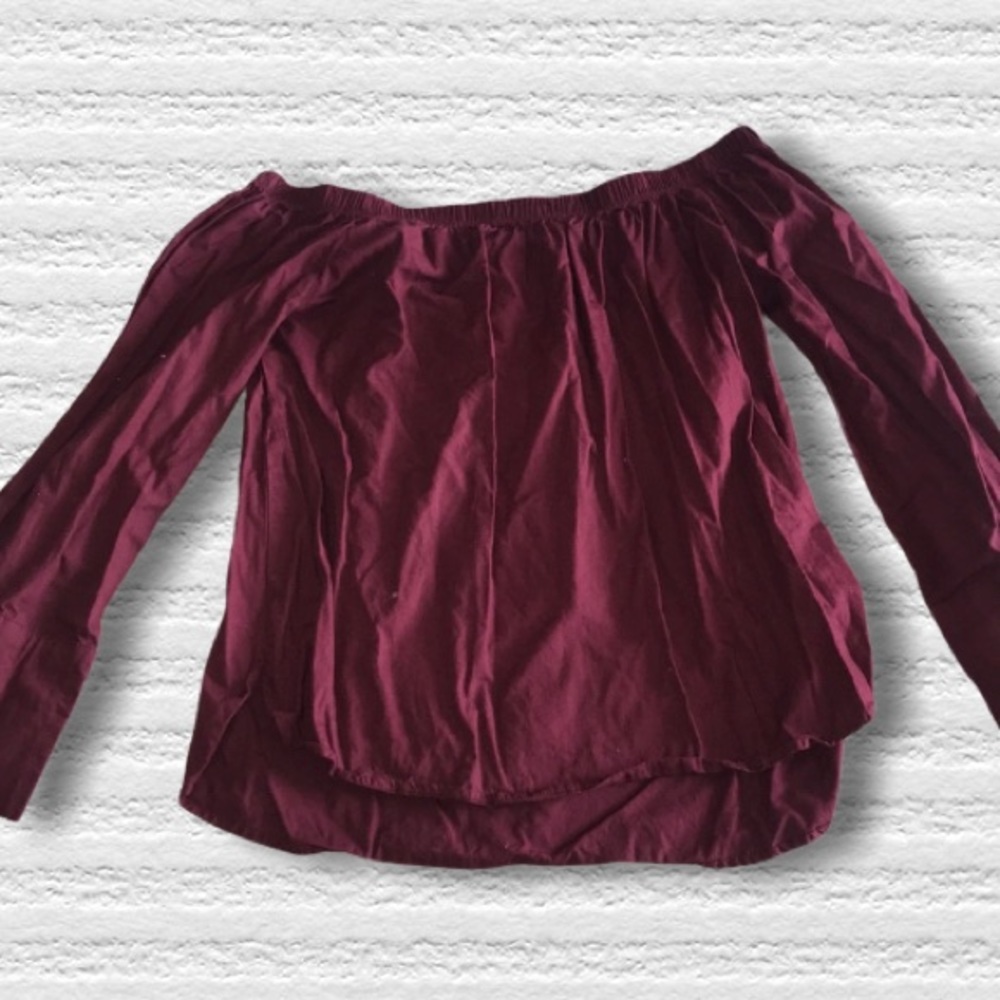 Active USA Maroon Strapless Long Sleeve Top Size S